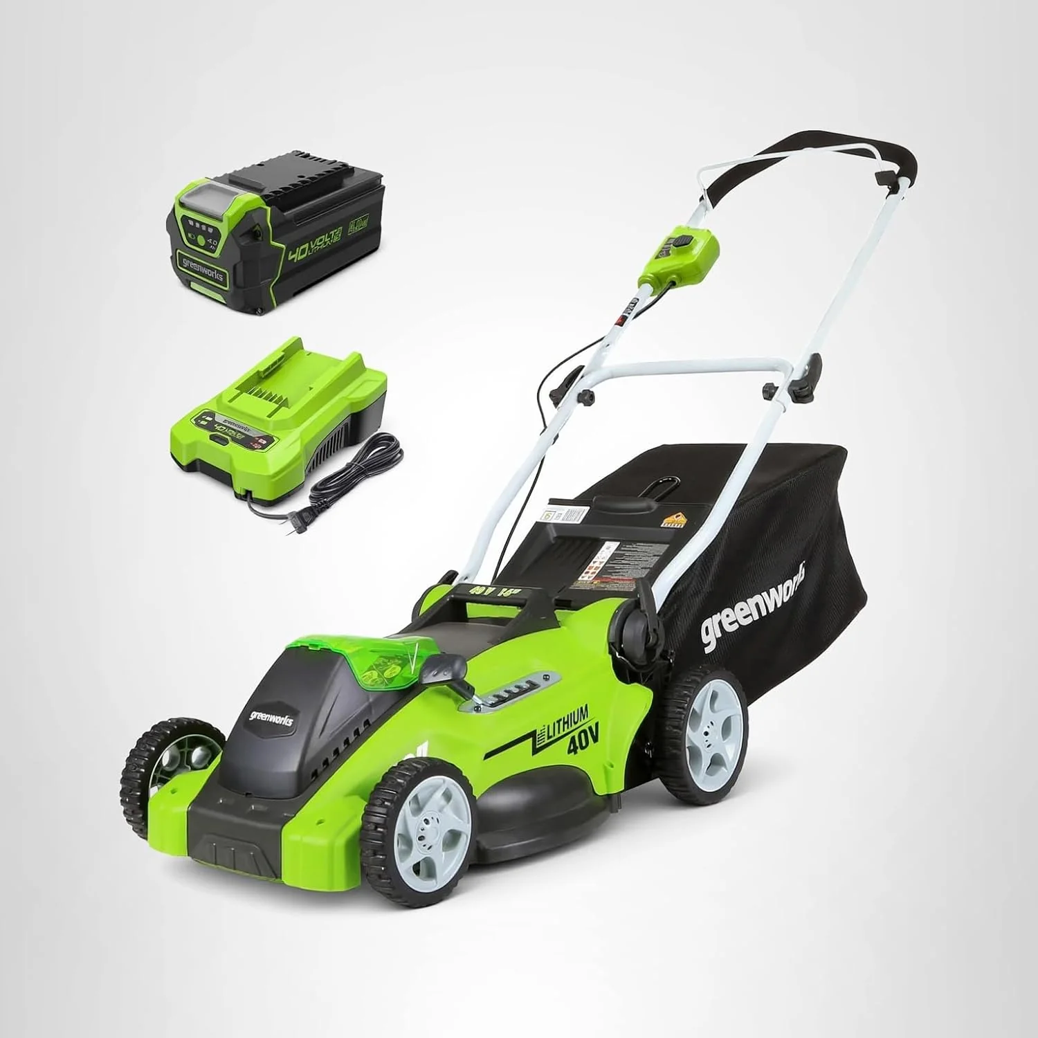 Greenworks 40V 16" Cordless Lawn Mower Ultra-Light Push Mower 4.0Ah Battery Charger