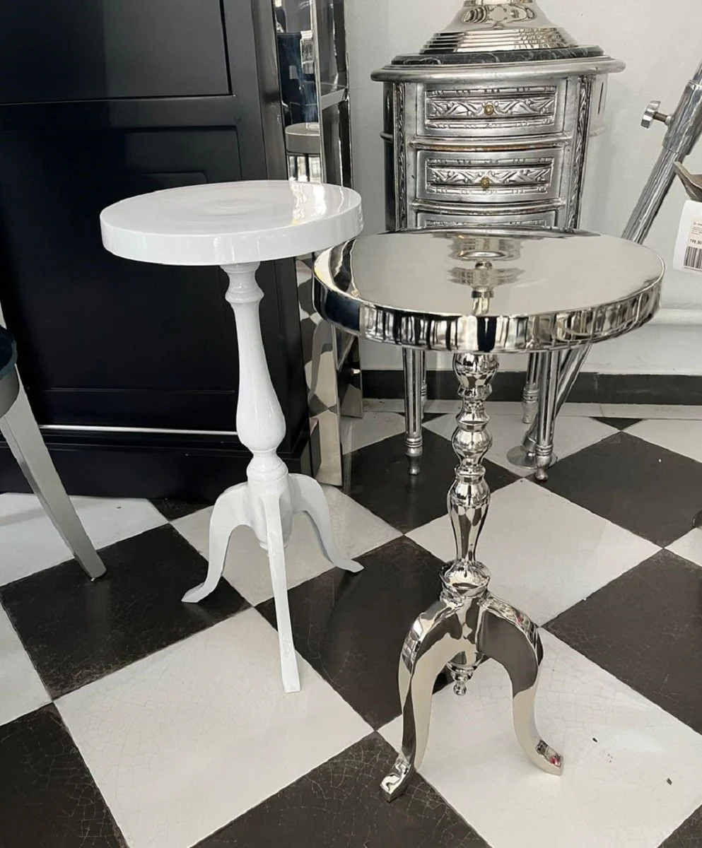 Luxury side table silver Ø 28 x H. 60 cm - Round aluminum table - Living room furniture - Aluminum furniture - Luxury furniture