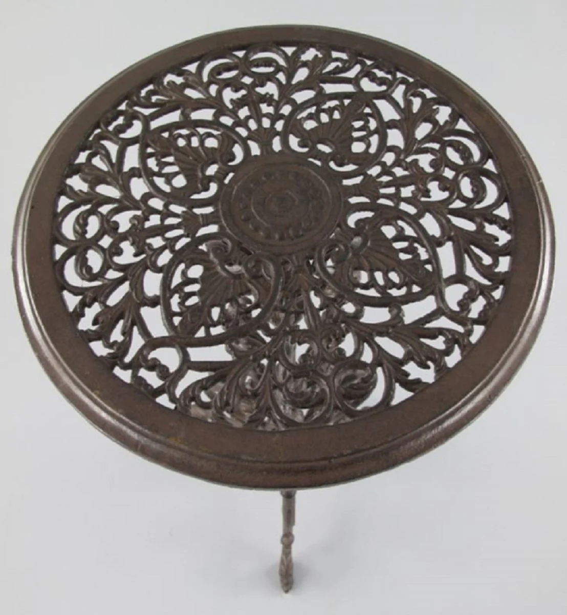 Art Nouveau garden side table antique brown Ø 36 x H. 70 cm - Round garden metal table - Round flower table - Baroque & Art Nouveau garden furniture