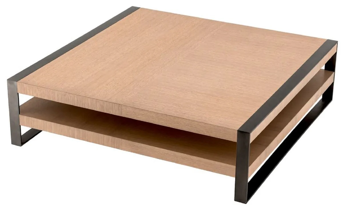 Luxury coffee table natural color / bronze 150 x 150 x H. 42.5 cm - Square living room table - Living room furniture - Solid wood furniture - Luxury furniture - Luxury furnishings