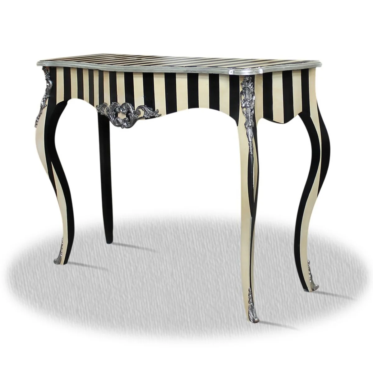Baroque console black white silver 100 x 40 x H. 85 cm - luxury furniture