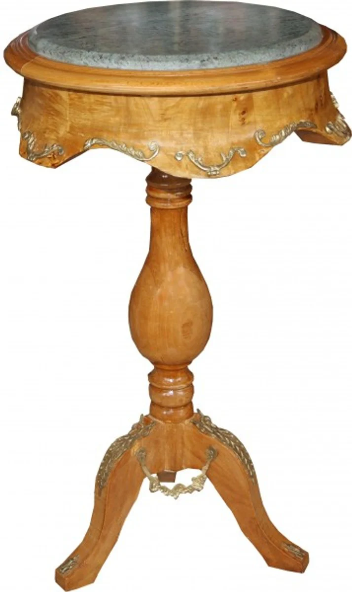 Baroque side table model mahogany light brown with marble top 70 x 41 cm