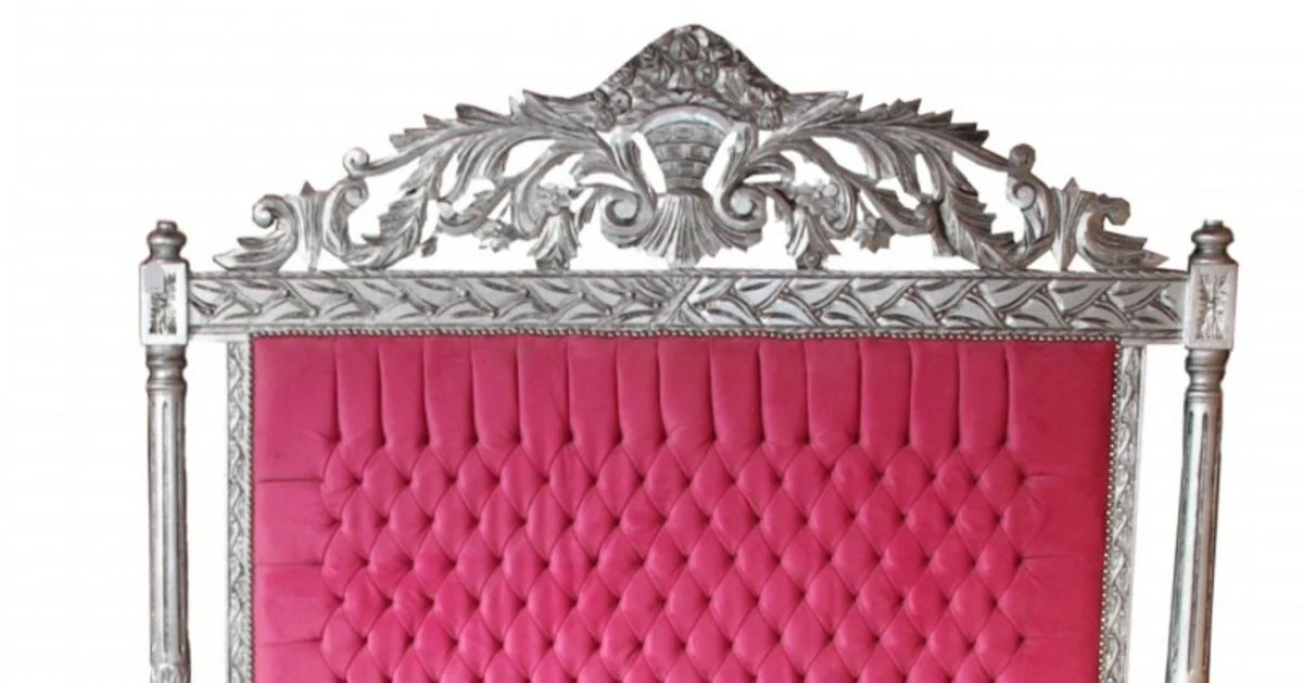 Luxury Baroque Bed Antique Pink / Silver - Luxury Bed - Antique Look