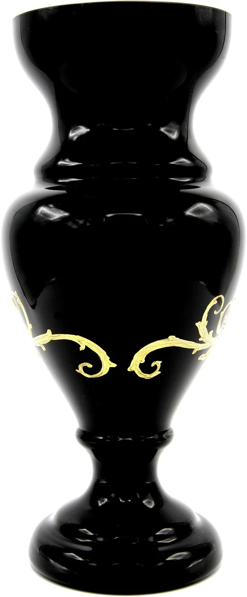 Pompöös by luxury trophy vase with 24 carat gold plating black / gold Ø 14 x H. 30.5 cm - Pompöös flower vase designed by Harald Glööckler