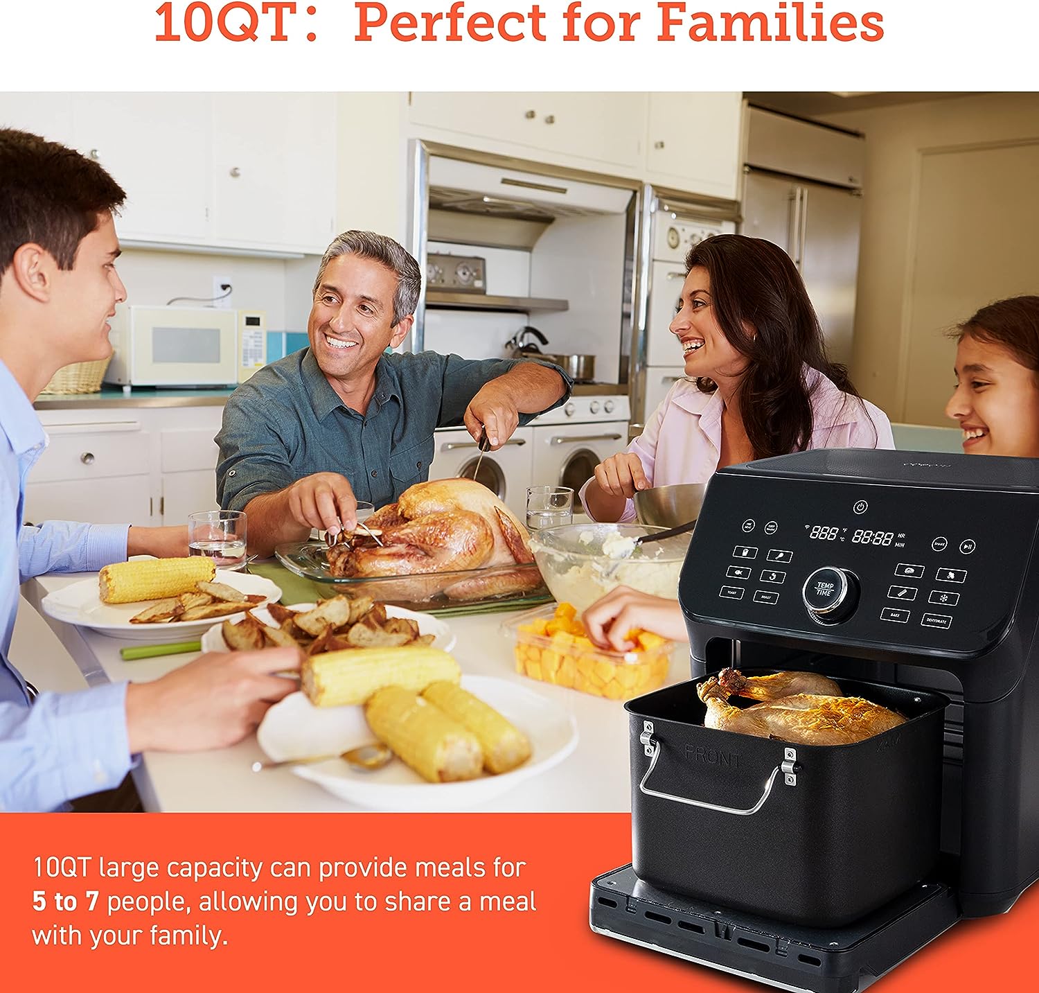 COSORI Air Fryer Toaster Oven Combo, 10 Qt Family Oven Size 14-in-1 Functions (1000+ APP Recipes), Dishwasher Safe Accessories with Roast Tray and Dehydrate Racks, Black