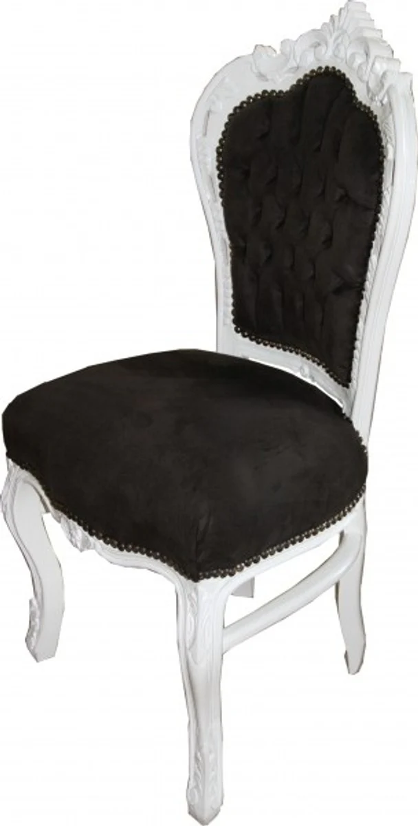 Baroque dining room chair black / white - furniture antique style