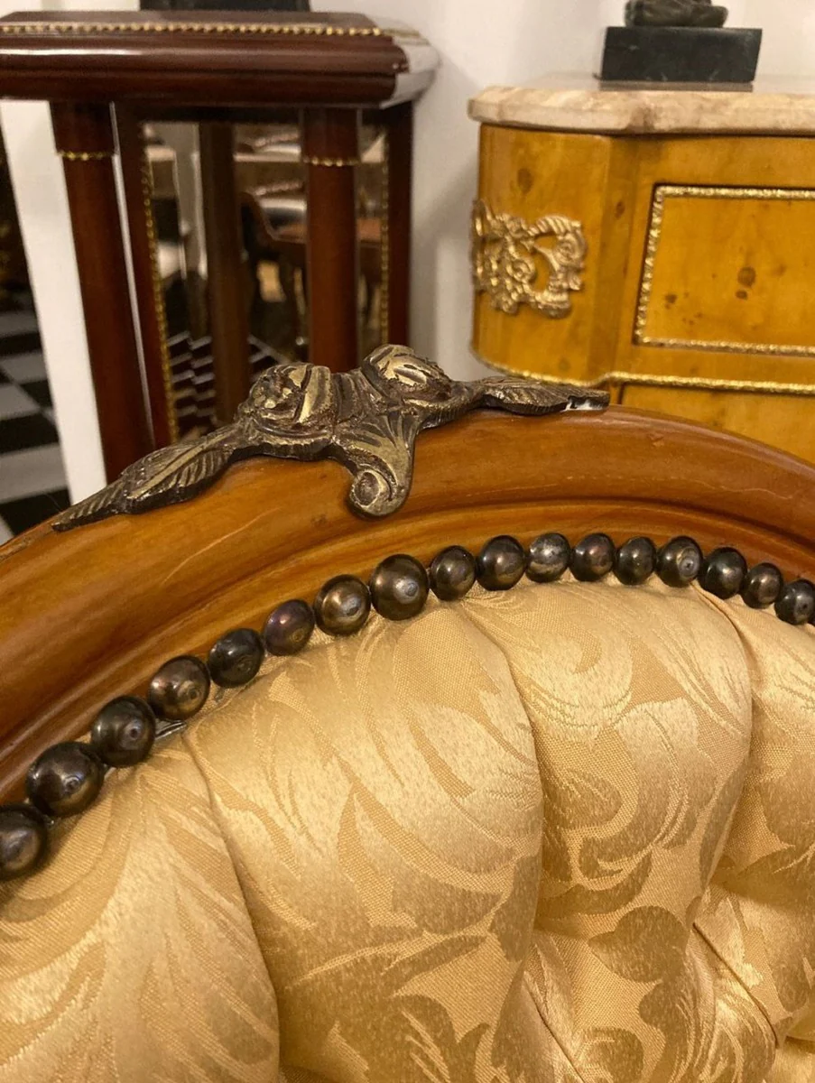 Luxury Baroque Dining Room Chair Gold Pattern / Brown / Antique Brass - Handmade Solid Wood Chair with Lion Feet - Baroque Style Kitchen Chair - Baroque Dining Room Furniture - Noble & Ornate