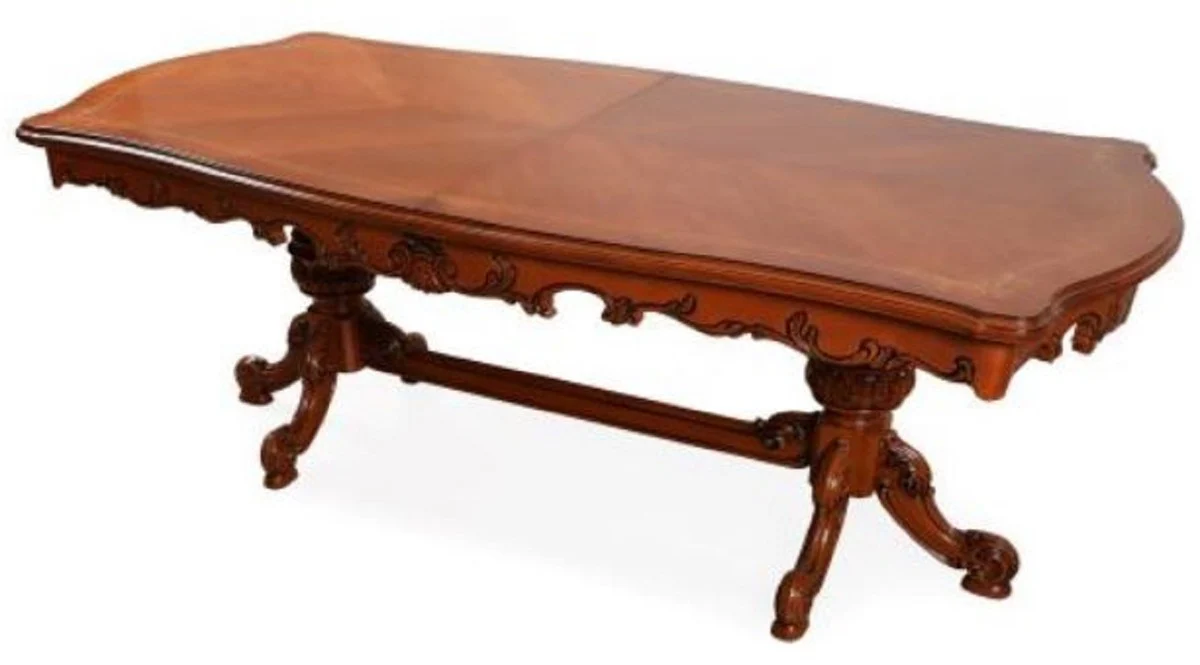 Luxury Baroque Dining Table Brown - Extendable Baroque Style Solid Wood Kitchen Table - Luxury Dining Room Furniture in Baroque Style - Baroque Dining Room Furniture - Baroque Furnishings