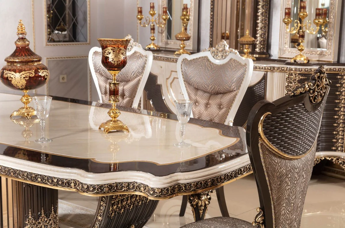 Luxury baroque dining room set - 1 dining table 250 cm & 6 chairs