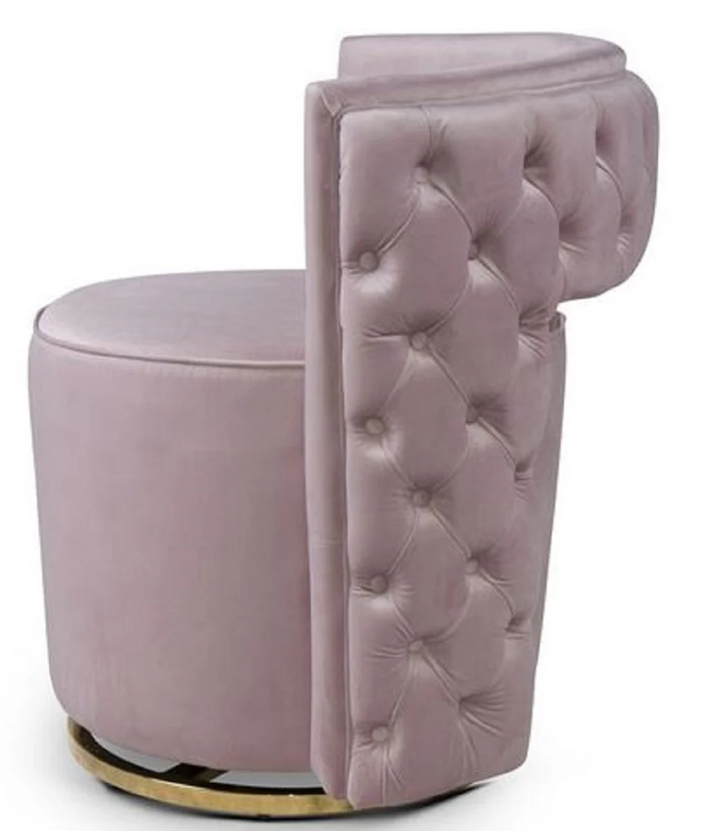Luxury Chesterfield swivel armchair pink 65 x 58 x H. 69 cm - Velvet armchair - Luxury furniture