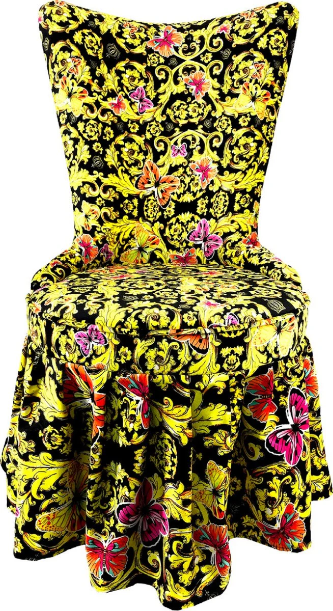 Pompöös by Luxury Baroque Castle Dining Room Chairs Butterflies & Flowers Multicolored / Black / Gold - Pompöös Baroque Chairs designed by Harald Glööckler - 4 Dining Room Chairs - Baroque Furniture