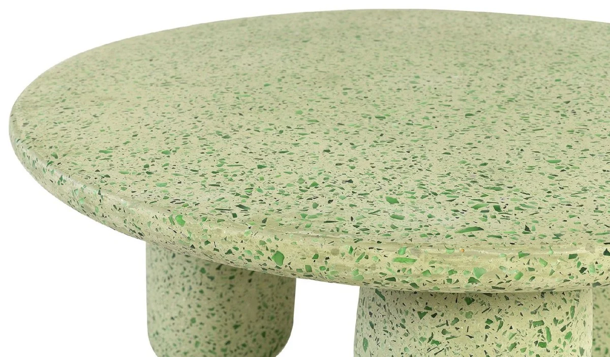 Luxury coffee table green Ø 80 x H. 40 cm - Round terrazzo natural stone living room table - Living room furniture - Natural stone furniture - Luxury furniture - Luxury furnishings