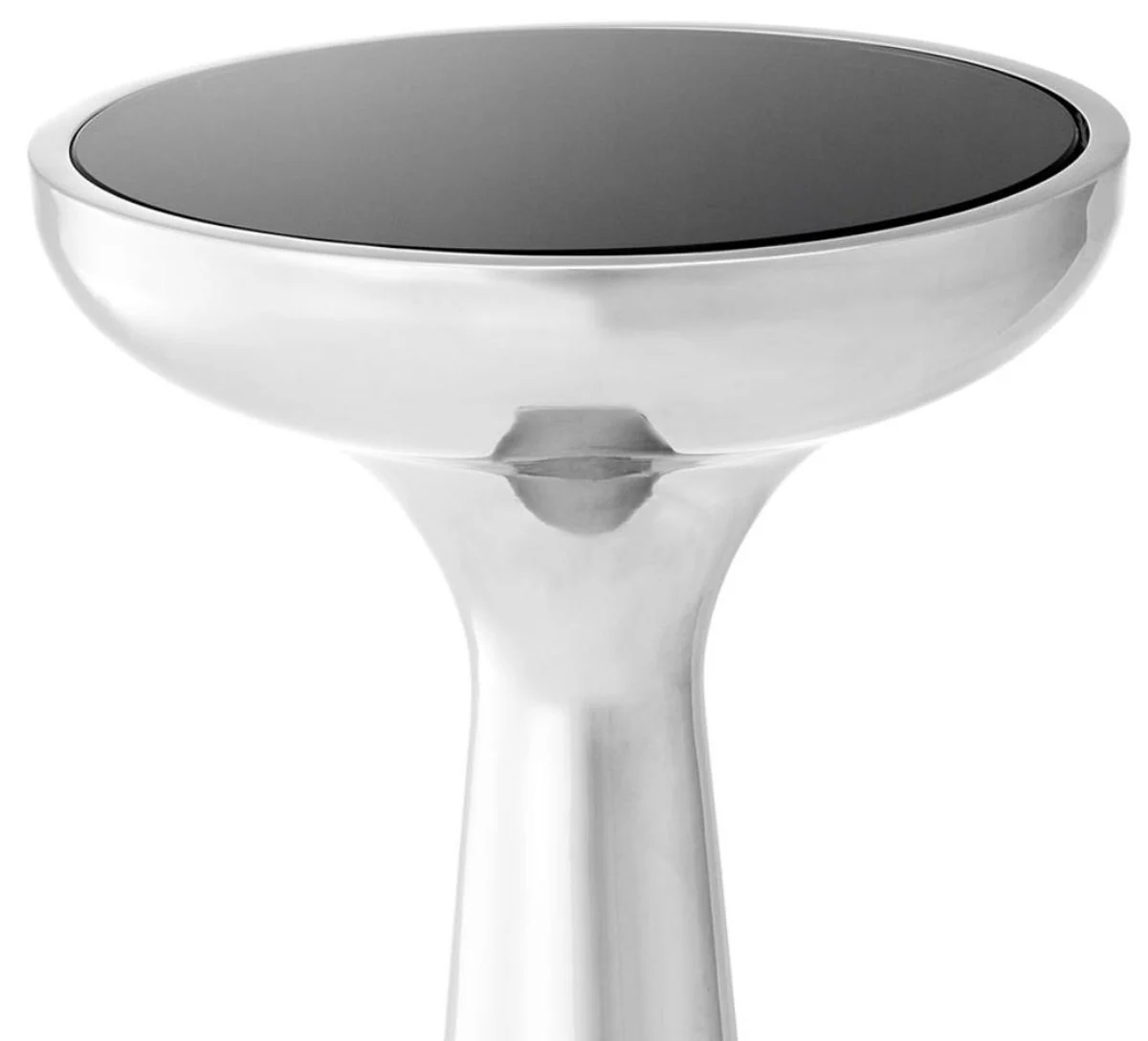 Luxury stainless steel side table with glass top silver / black Ø 29 x H. 71.5 cm - hotel furniture