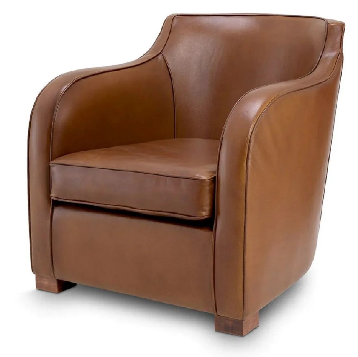Luxury leather armchair brown 69 x 80 x H. 71 cm - genuine leather living room armchair - hotel armchair - living room furniture - hotel furniture - luxury quality
