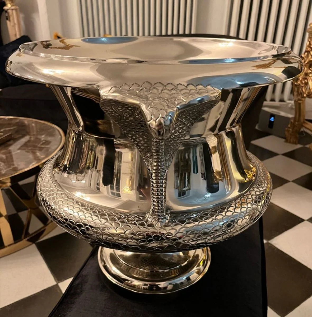 Luxury Vase Cobra Snakes Silver 59 x 47 x H. 45 cm - Magnificent Brass Flower Vase - Decorative Vase - Decorative Accessories - Luxury Accessories - Luxury Interior