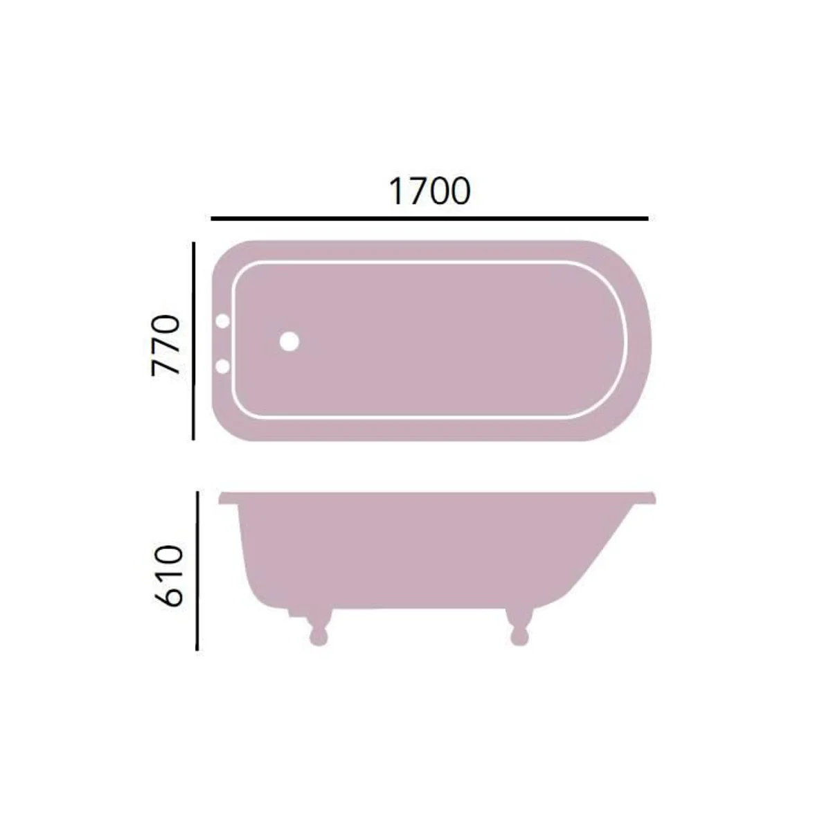 Luxury cast iron bathtub light blue / white 170 cm - Freestanding bathtub - Baroque & Art Nouveau bathroom furniture