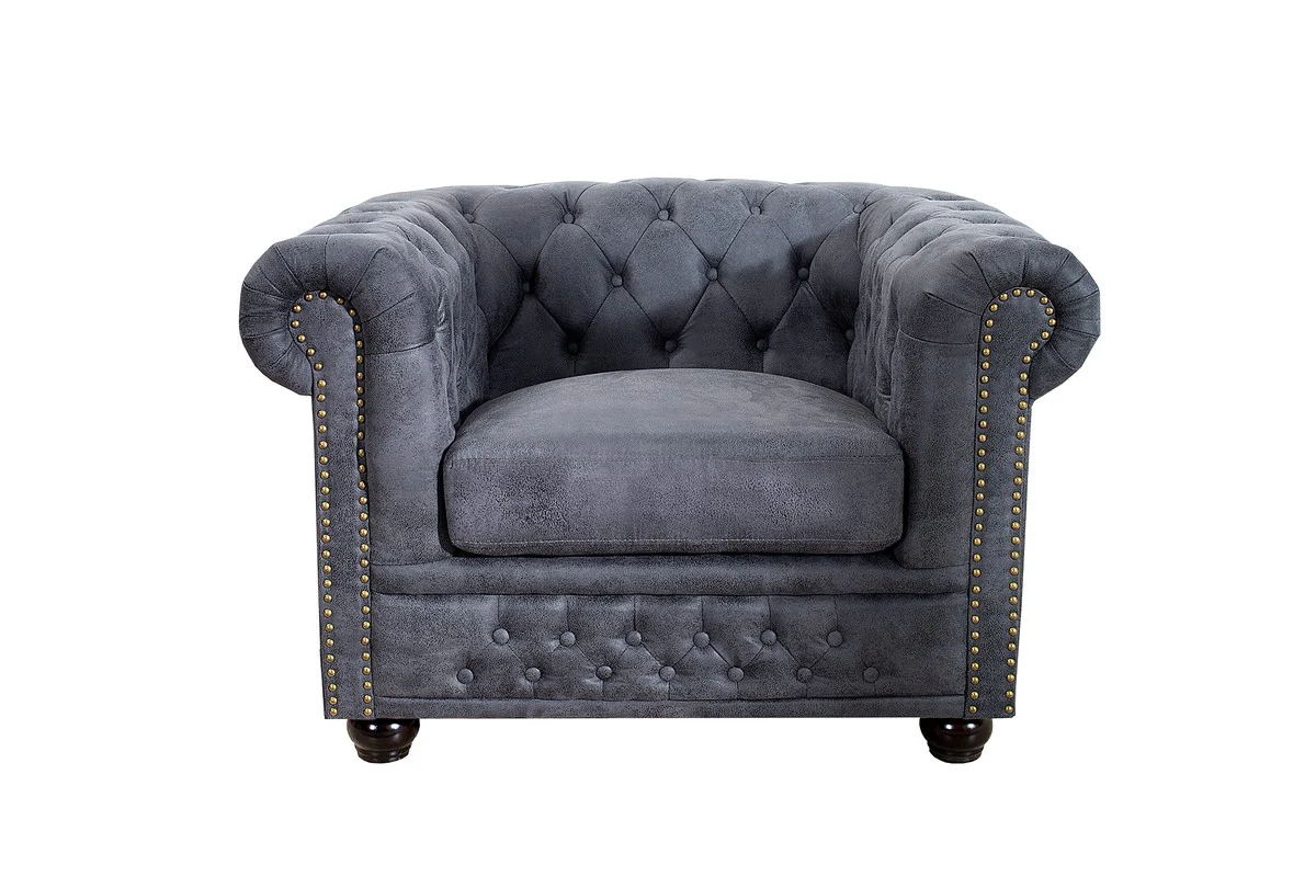 Chesterfield armchair antique gray - lounge armchair antique gray - living room armchair