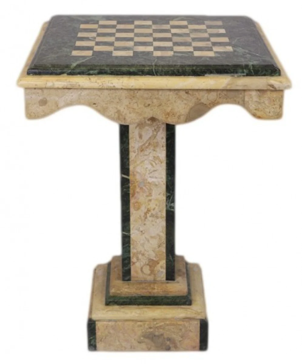 Luxury Baroque Game Table Chess / Checkers Table Marble Cream - Green - Furniture Antique Style Art Deco Art Nouveau Chess Table
