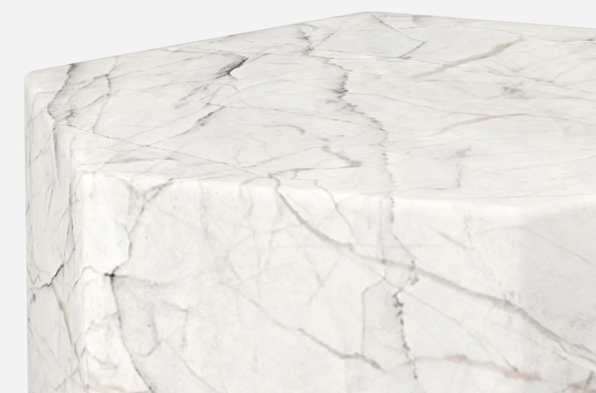 Luxury Carrara marble side table white 40 x 40 x H. 60 cm - Living room furniture - Marble furniture - Luxury quality