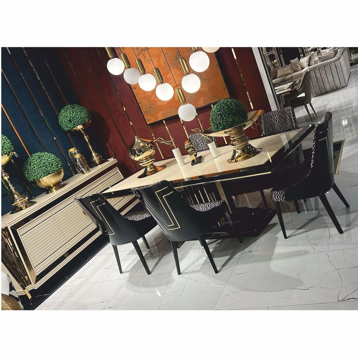 Luxury Dining Room Set - Dining Table & 6 Dining Chairs - Dining Room Furniture