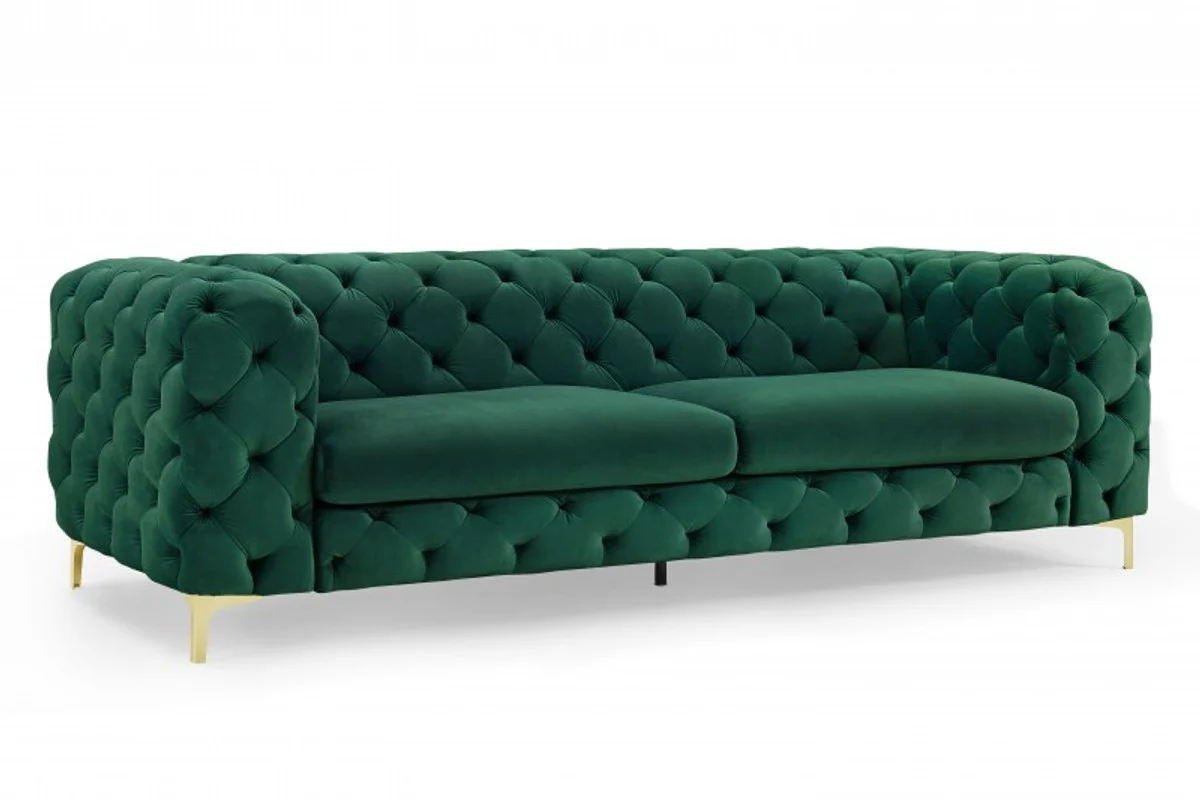 Chesterfield sofa in green / gold 240 x 97 x H. 73cm - Designer Chesterfield sofa