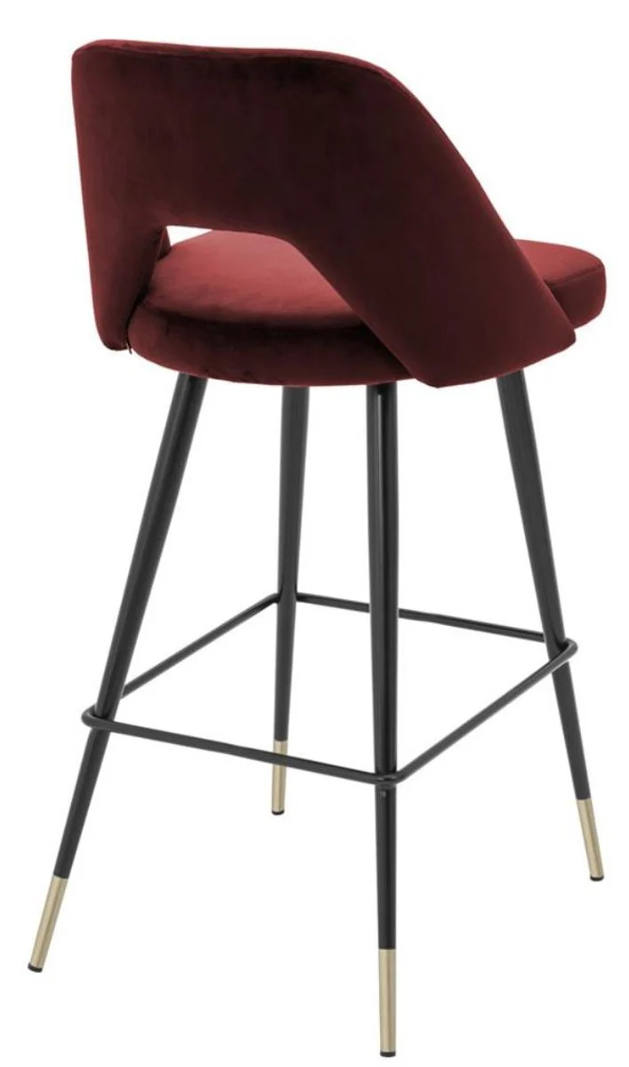 Luxury bar chair Bordeaux red / black 50 x 50 x H. 100 cm - Luxury bar stool with backrest