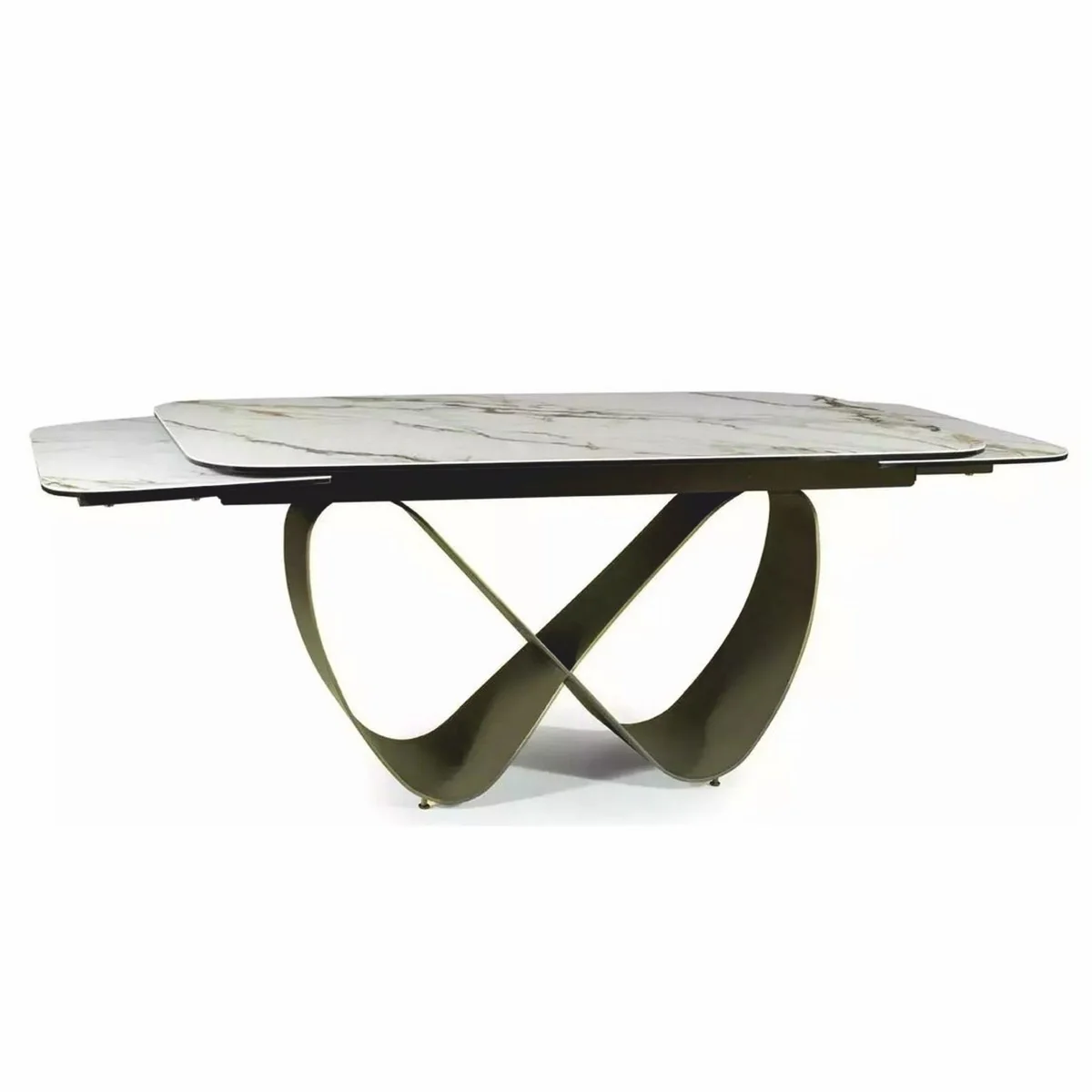 Luxury dining table white / amber / brass 160-240 cm - extendable