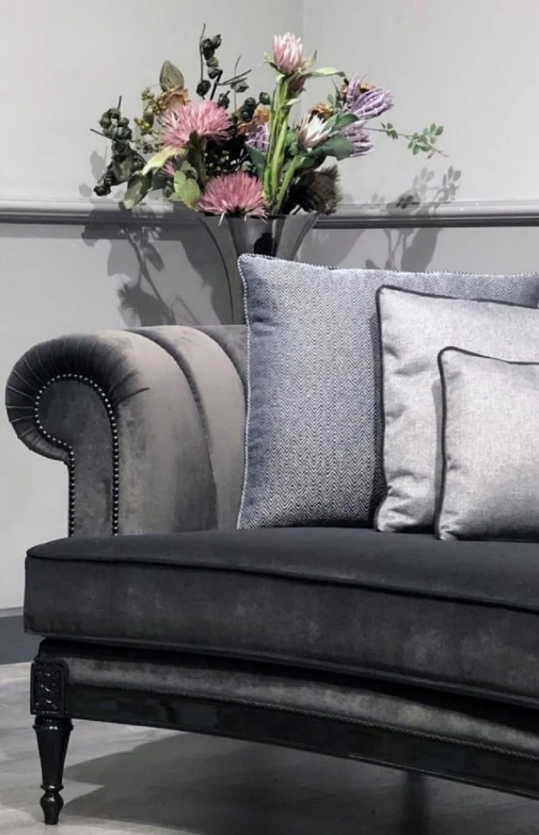Luxury Baroque Sofa Gray / Black - Magnificent Living Room Sofa - Luxury Furniture in Baroque Style - Baroque Style Living Room Furniture - Baroque Furnishings - Noble & Magnificent