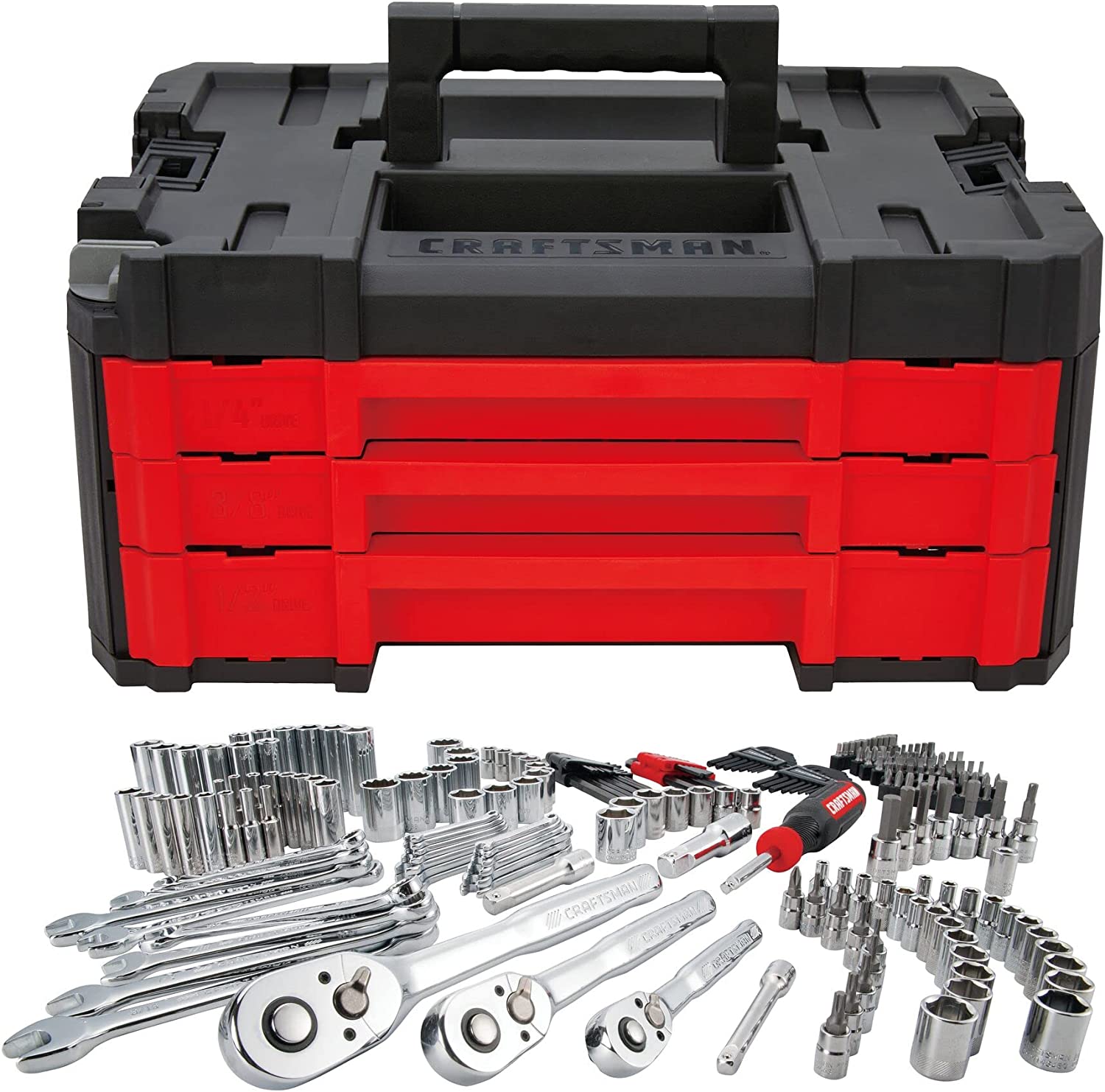 Mechanics Tools Kit mit 3 Schubladenbox, 216-Piece (CMMT99206)
