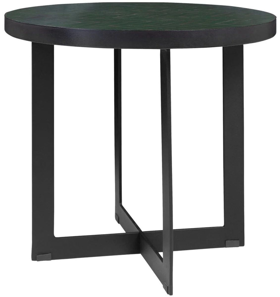 Luxury coffee table green / black Ø 50 x H. 45 cm - round living room table with ceramic tiles
