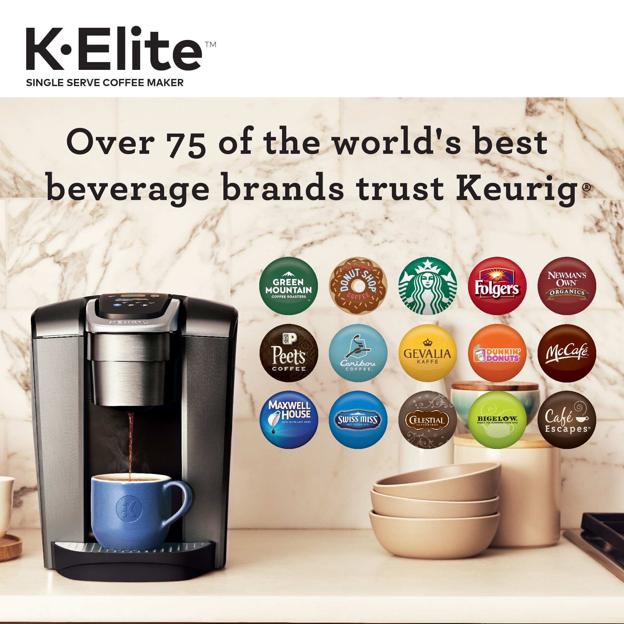Keurig K-Elite Single-Serve K-Cup Pod Coffee Maker, Brushed Slate