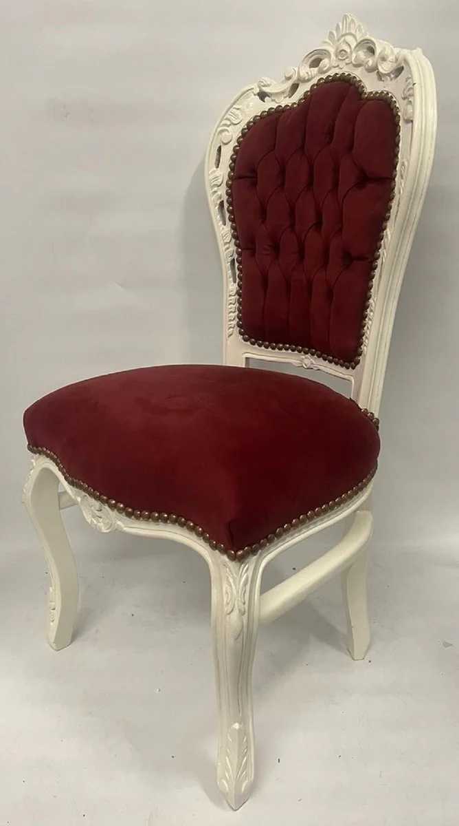 Baroque dining room chair burgundy red / cream - handmade antique style chair with elegant velvet fabric - dining room furniture in baroque style - baroque furniture