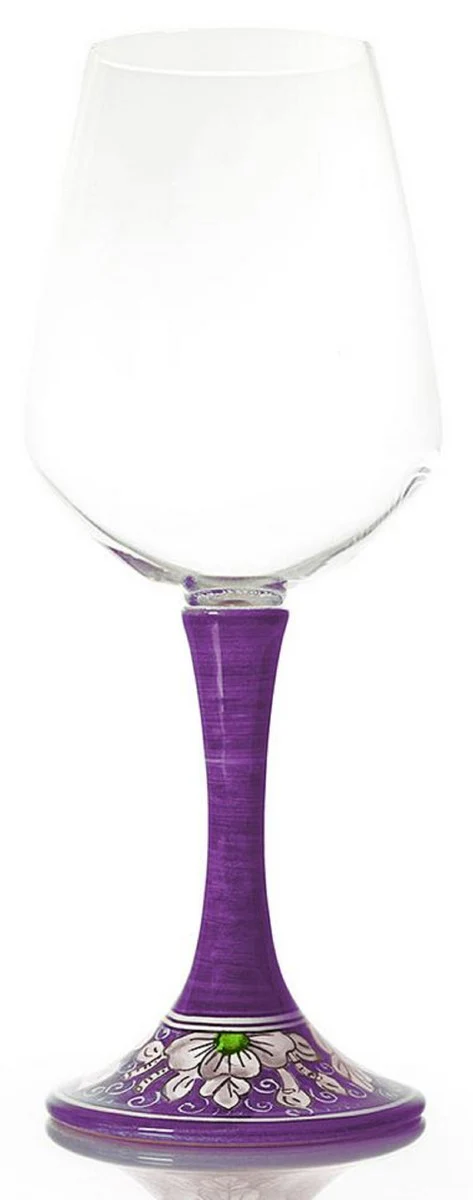Luxury wine glass set of 6 purple / multicolored H. 23.5 cm - Handmade & hand-painted wine glasses - Hotel & Restaurant Accessories - Luxury quality - Made in Italy