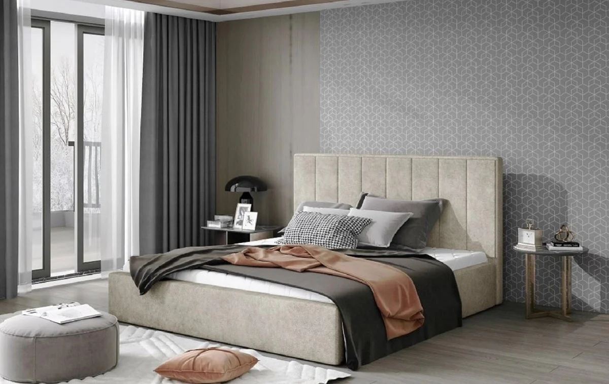 Luxury double bed with light gray mattress - Various sizes