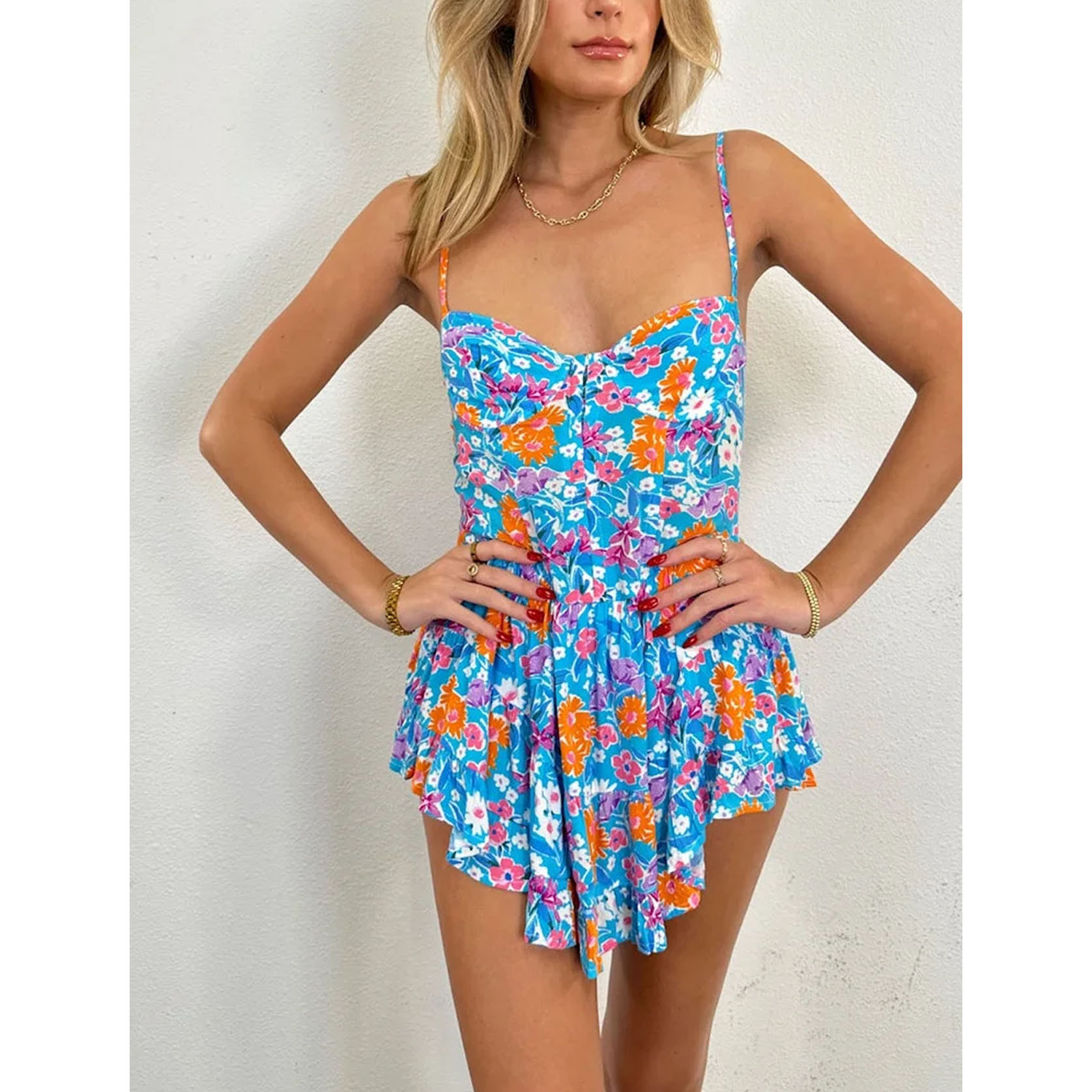 Wrapped Floral Print Mini Dress