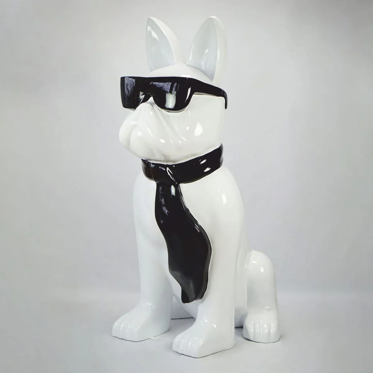 Decorative figure dog bulldog white / black H. 65 cm - decorative sculpture