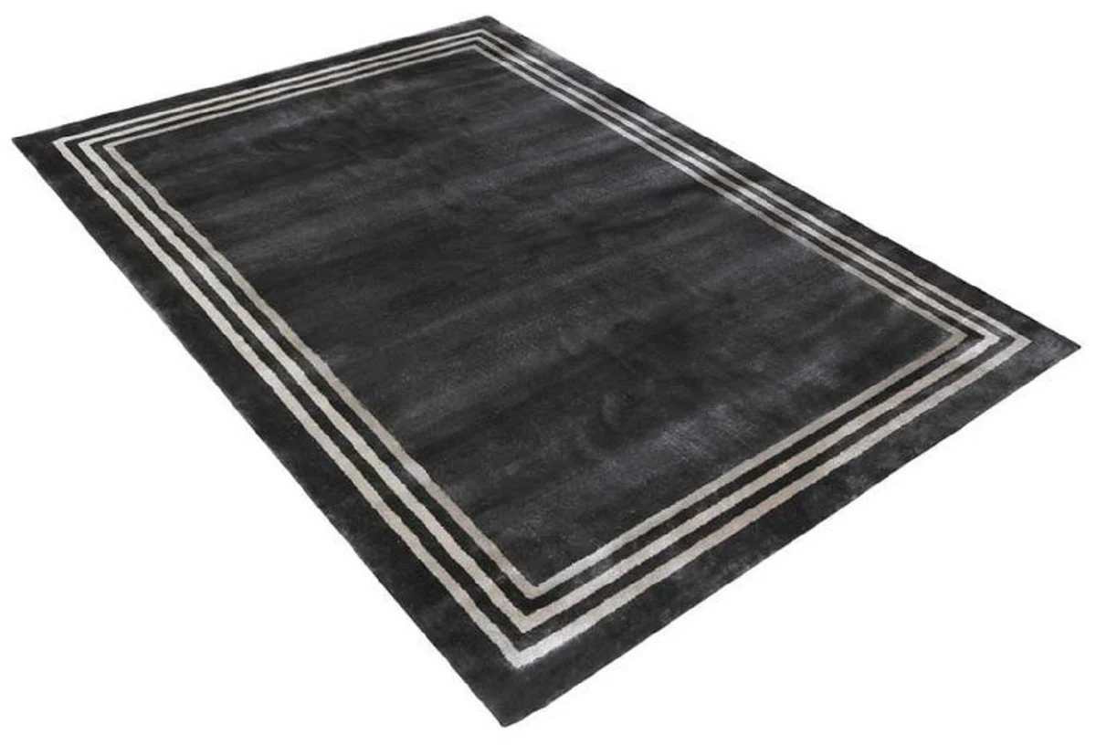 Luxury viscose rug black / gray 160 x 230 cm - Rectangular living room rug - Modern bedroom rug - Luxury interior - Luxury quality