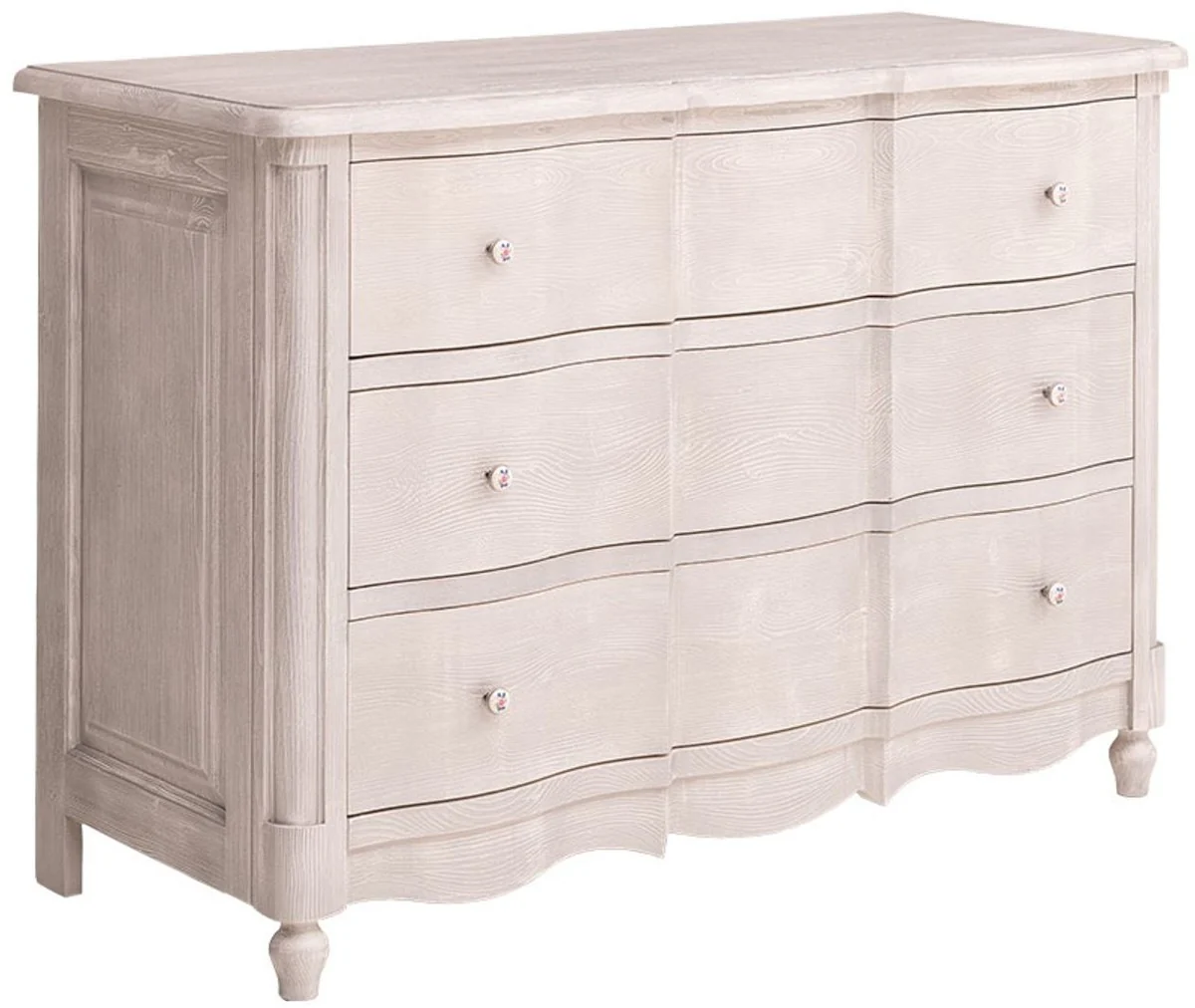 Baroque country house style chest of drawers with 3 drawers light gray 130 cm