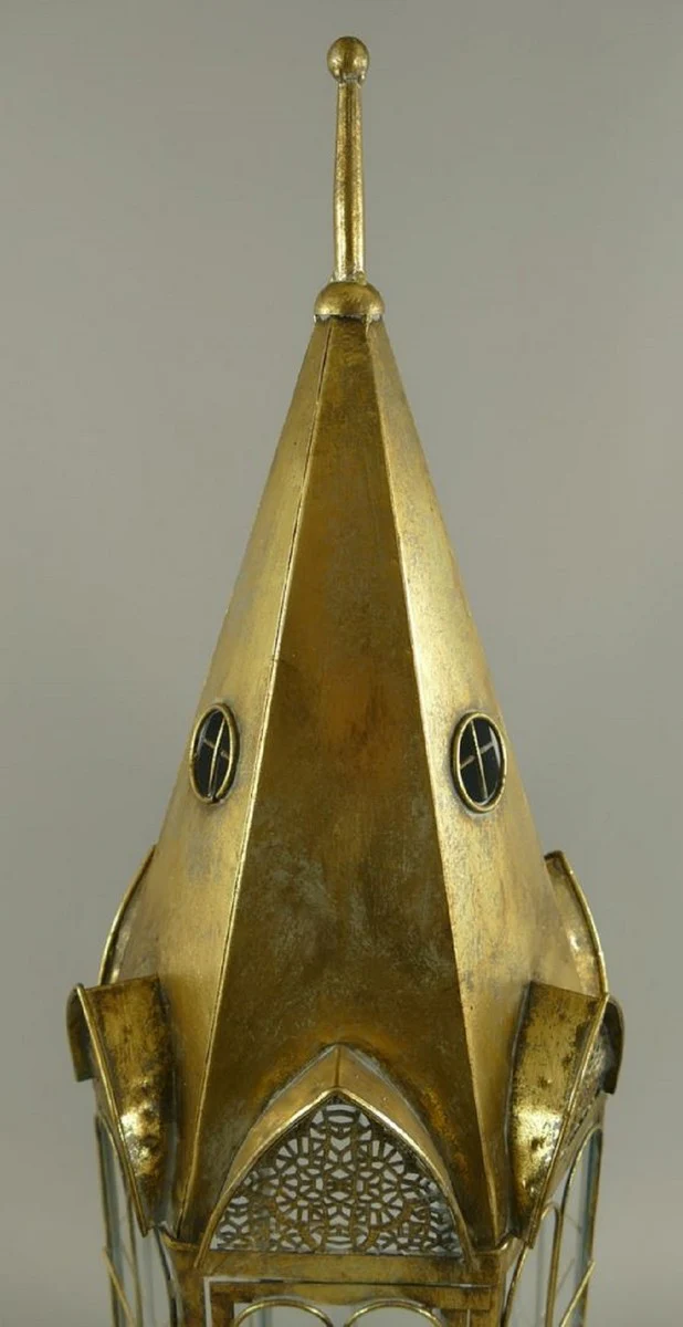 Art Nouveau lantern antique gold 30 x 30 x H. 90 cm - decorative metal lantern in church tower design - living room decoration - garden decoration