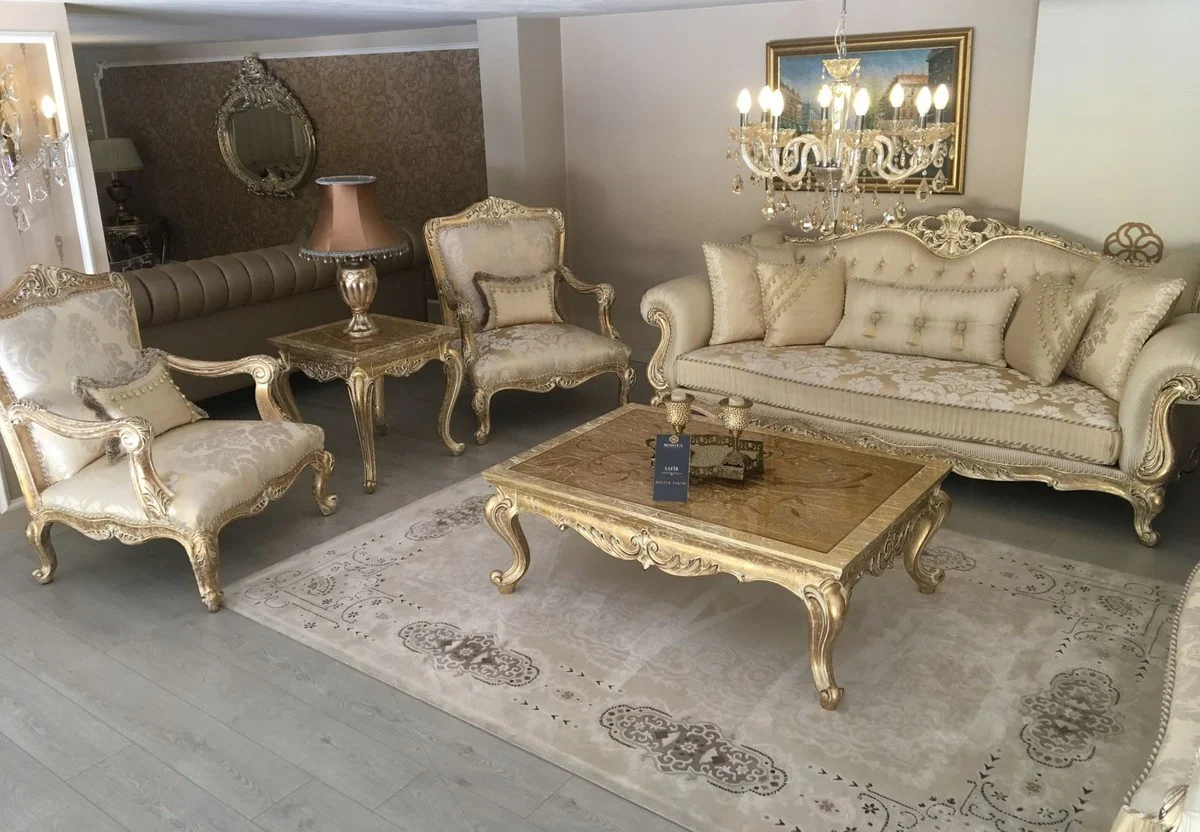 Luxury Baroque side table antique gold - Magnificent handmade table in Baroque style - Baroque living room furniture