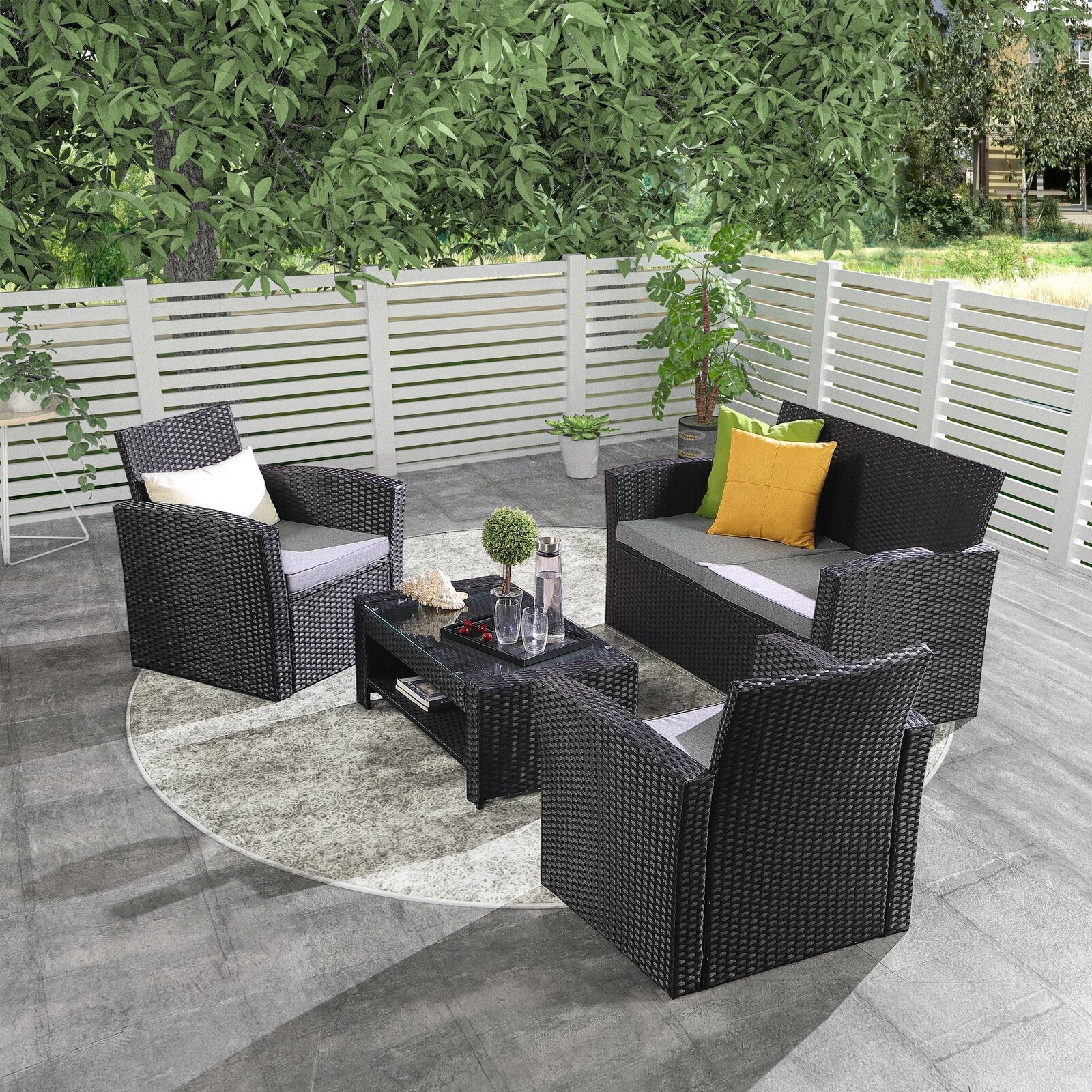 Avynlee Wicker/Rattan 4 - Person Seating Group with Cushions?(Set of 4)