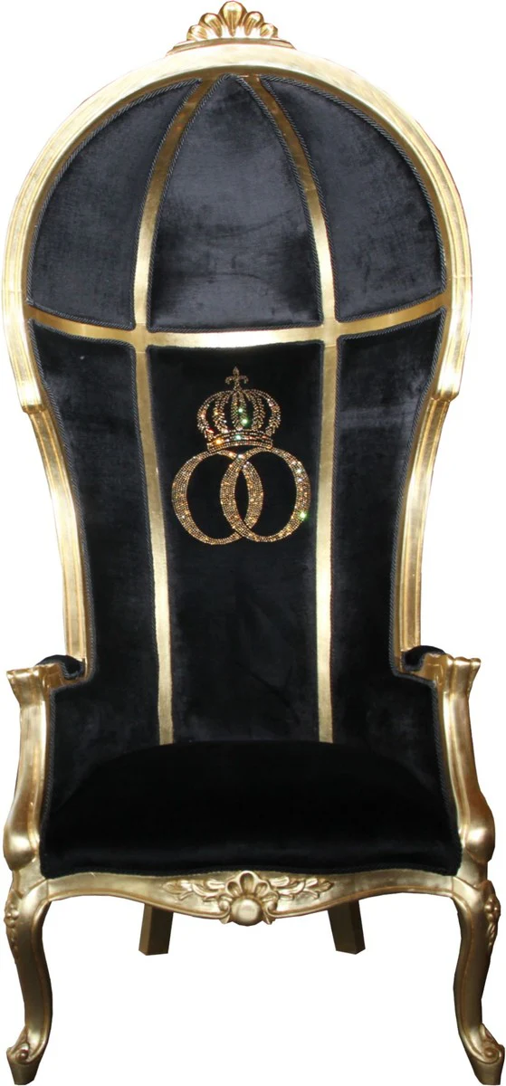 Pompöös by Luxury Balloon Baroque Armchair Isabelle Black / Leopard with Glittering Crown - Pompöös Baroque Armchair designed by Harald Glööckler