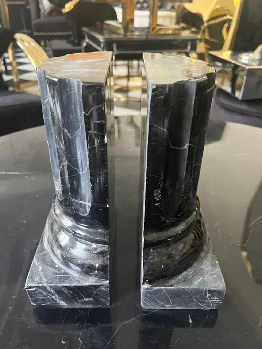 Luxury Marble Bookend Set Baroque Columns Black H. 21 cm