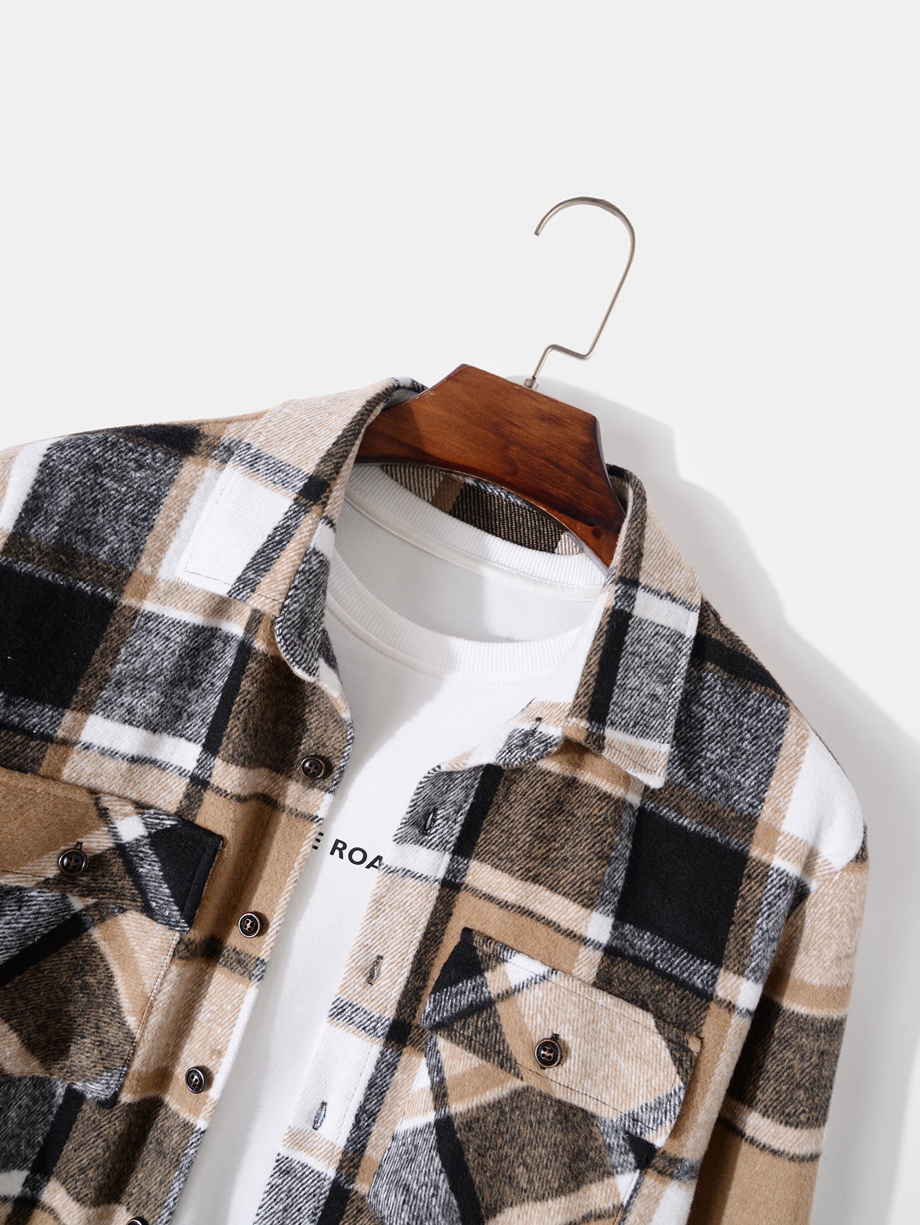Long Sleeve Button Up Flannel Plaid Overshirt