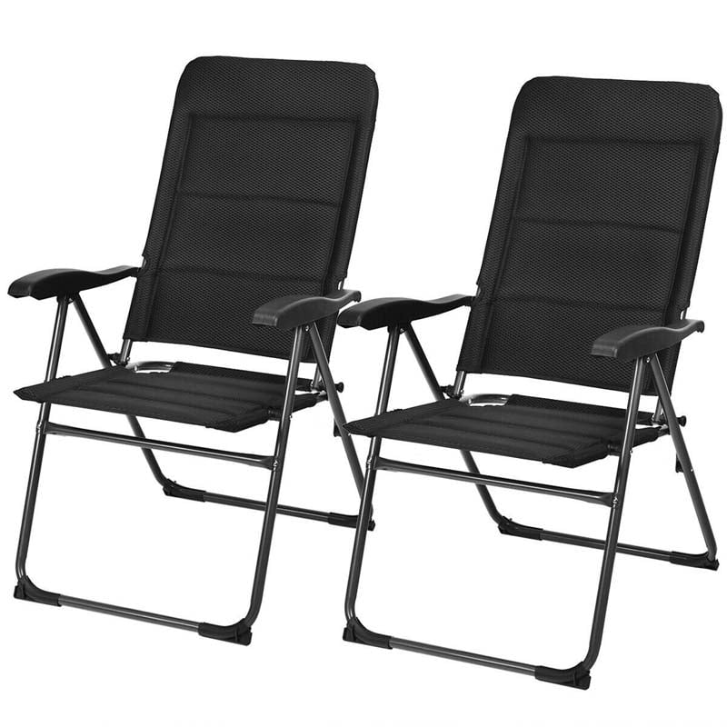 Bestoutdor 2 Pcs Patio Folding Chairs Outdoor Sling Chairs Back Adjustable Deck Chairs