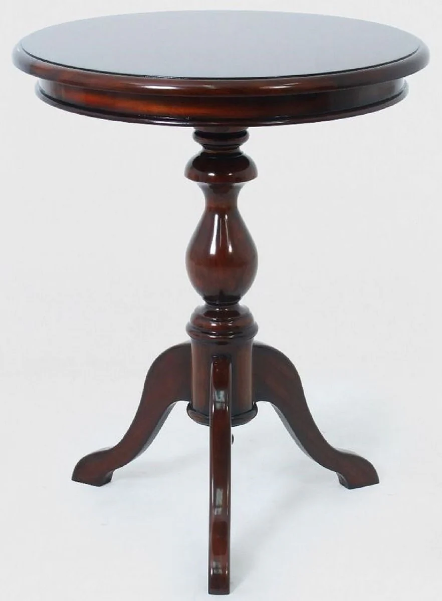 Luxury baroque side table dark brown Ø 50 x H. 62 cm - Round mahogany table - Mahogany furniture in the baroque style