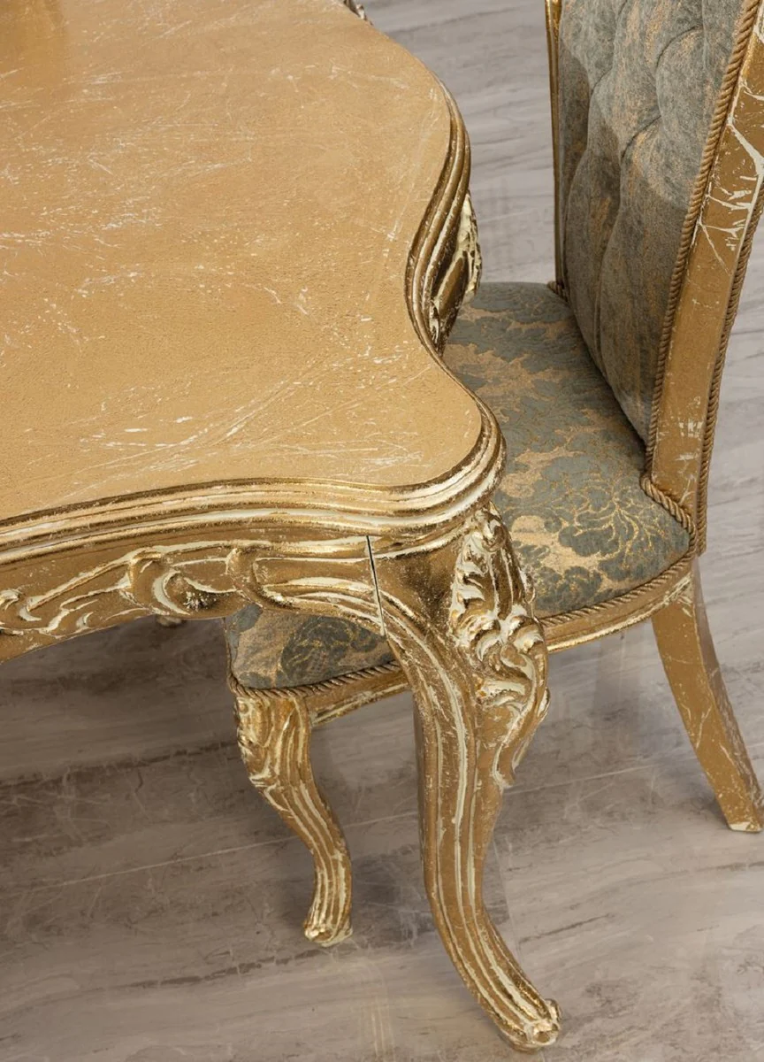 Luxury Baroque Dining Table Antique Gold - Rectangular Baroque Style Kitchen Table - Luxury Dining Room Furniture in Baroque Style - Baroque Dining Room Furniture - Baroque Furnishings