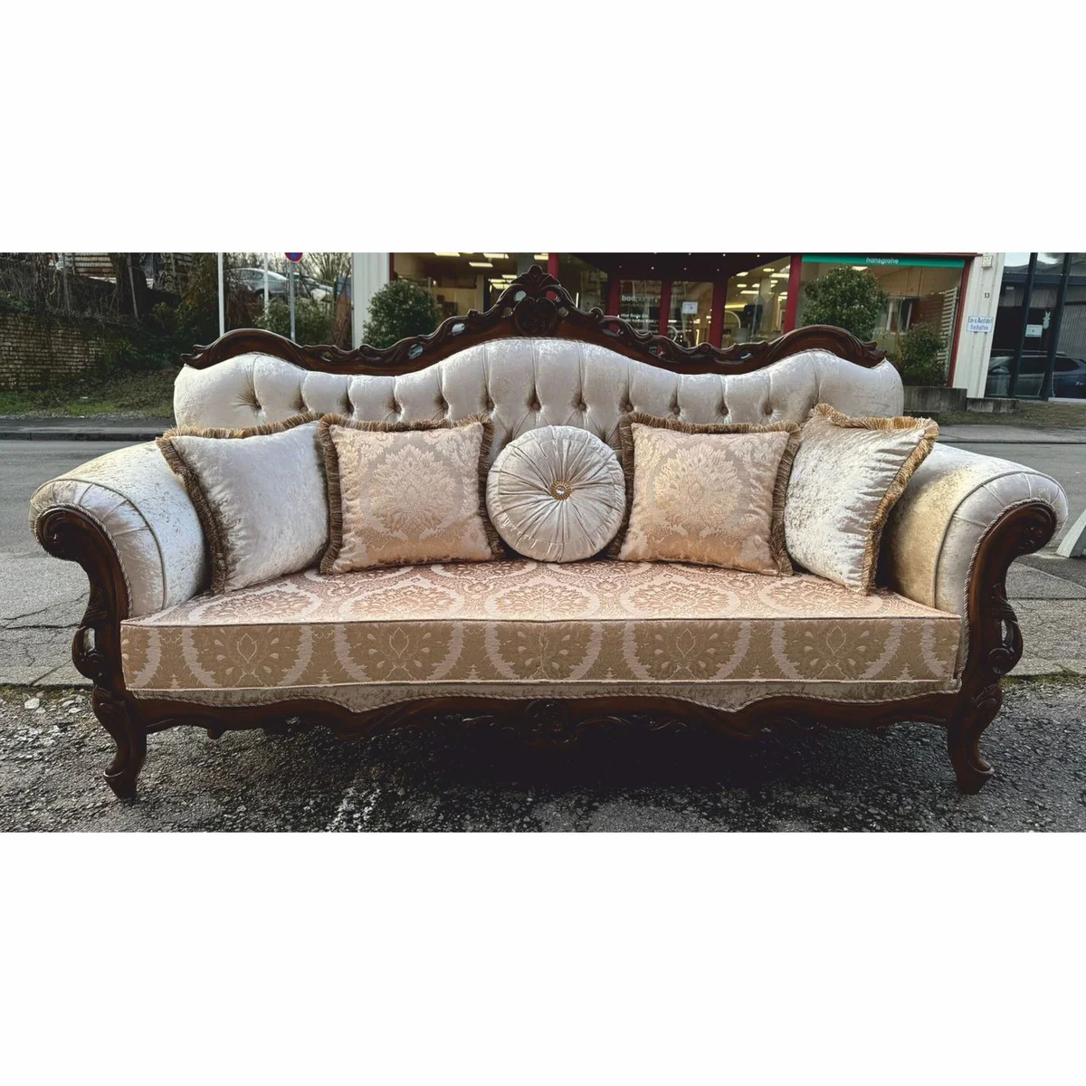 Luxury Baroque Living Room Set Silver / Dark Brown - Baroque Style Furniture