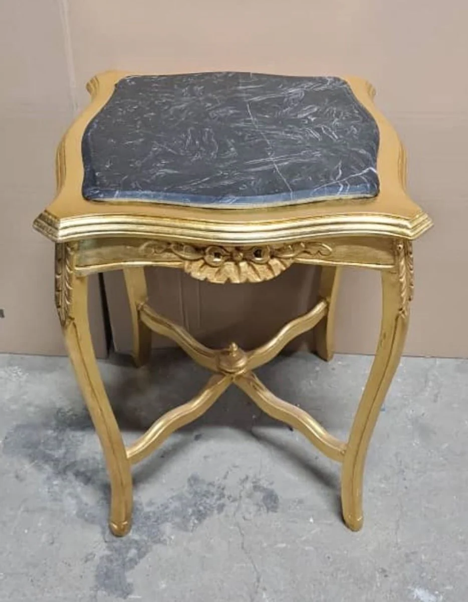 Baroque side table with marble top gold / black H. 70 cm