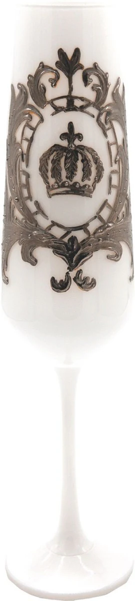 Pompöös by Luxus champagne glass set white / silver Ø 6 x H. 25 cm - champagne glasses with elegant platinum coating - Pompöös glasses designed by Harald Glööckler